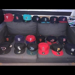 I have 19 brand new/ worn once fitted hats sized 7 3/4 inches or 61.5 cm